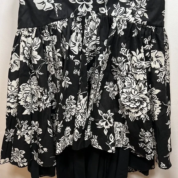 VINTAGE strapless dress/gown black and white floral print size 10 - Picture 3 of 6